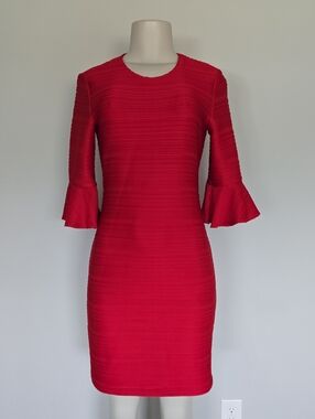 Shoshanna red textured dress-4